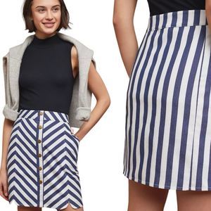 NWT Anthropologie Isla Maude Nautical Striped Mini Skirt Sz L
